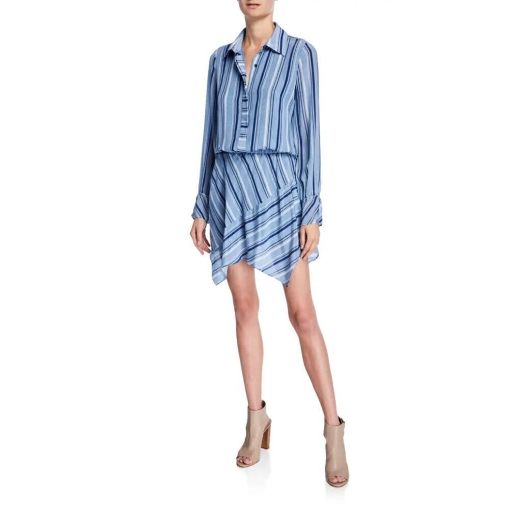 Ramy Brook Brandi Silk Dress Blue Womens Size XS
